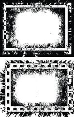 Obraz premium black and white frame, two black and white frames with a chain pattern, grunge frame with black and white stripes, grunge frame background, black and white frame, 