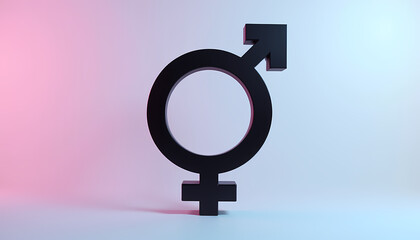 Black male and female gender symbol on a gradient background representing gender equality and identity