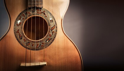 A classical lute with a beautifully detailed sound hole on clean background.