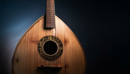 A classical lute with a beautifully detailed sound hole on clean background.