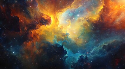 Fototapeta premium Mesmerizing Cosmic Swirl of Vibrant Nebulae and Galaxies in the Vast Expanse of the Universe