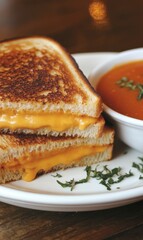 Grilled cheese sandwich with tomato soup.