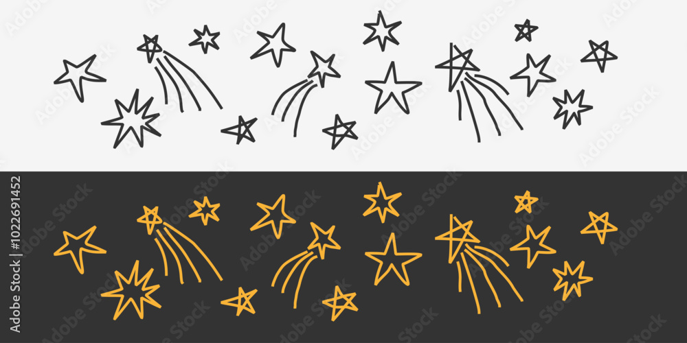 Poster the images of the star are specially drawn in the form of doodles. drawing with a computer mouse. a 