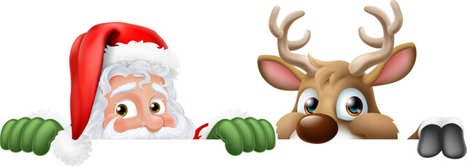 Santa Claus Father Christmas And Reindeer Sign © Christos Georghiou