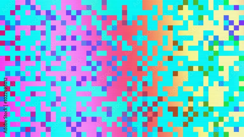 Aufkleber abstract pixelated interlaced flowing rainbow 8 bit cyber retro game glitch tv static pixel noise an