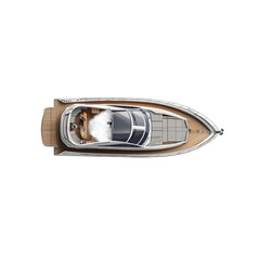 Top View of Luxury Yacht with White Smoke