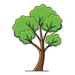 Obraz premium Isolated green tree continuous one line drawing