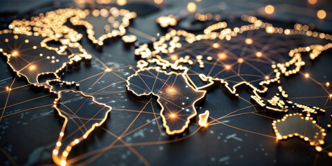 Detailed view of a world map on a corporate strategist's table, marked with multinational supply chain routes.



