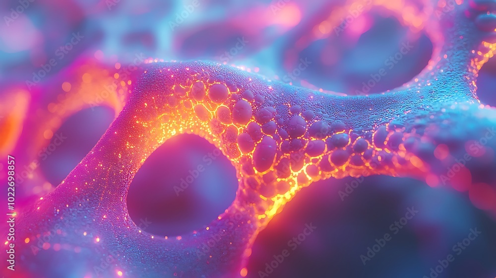 Poster abstract 3d background with glowing orange and pink pattern