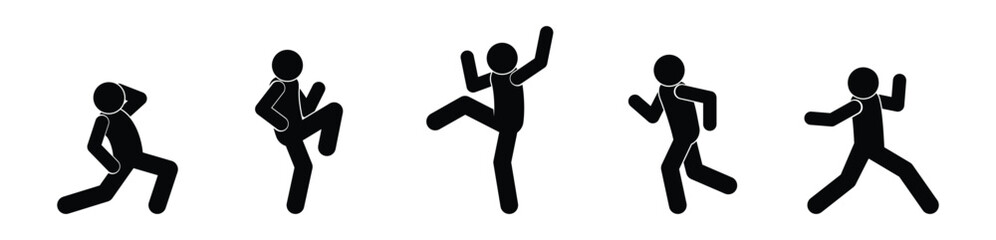 human figure icon, set of human stick silhouettes