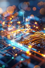 Obraz premium Cityscape on a Circuit Board.