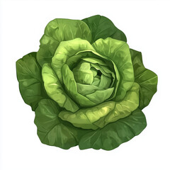 Obraz premium A vibrant green cabbage head with tightly packed leaves.