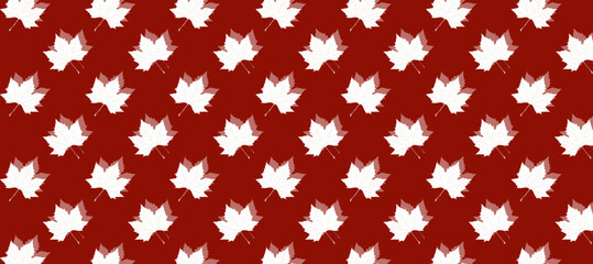 Red seamless pattern with autumn leaves