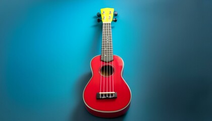 Fototapeta premium A bright ukulele resting on clean background