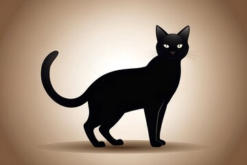 Obraz premium An elegant black cat silhouette on a beige background, for a wide range of design challenges.