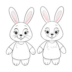Rabbit character sketch outline icon isolated vector