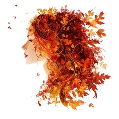 Beautiful autumn woman experiencing bliss under a cascade of leaves picture