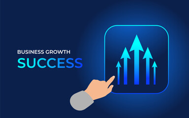 Business arrow growth to target  dark blue technology background