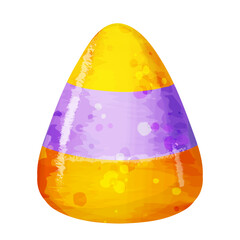 Cute watercolor candy corn. Vector single illustration of candy for  Halloween sales