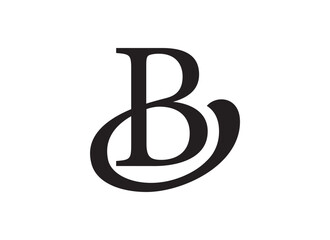 Elegant Letter B Monogram Logo Design Featuring Intertwined Flourish &ndash; Bold, Circular, and Professional, Vector Design