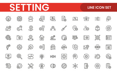 Settings, icon set. Containing options, configuration, preferences, adjustments, operation, gear, control panel, equalizer, management, optimization and productivity icons.