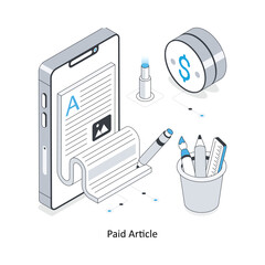 Paid Article isometric stock illustration. EPS File stock illustration