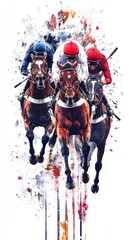 Fototapeta premium Minimalist Background of Geelong Cup Race: Fast-Paced Holiday Vibes with Orange Sky and Waves Pounding the Shores of Australia