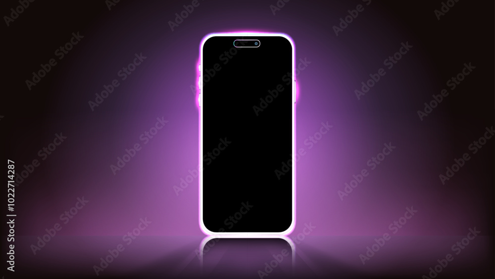 Aufkleber glowing smartphone technology mock up: advanced mobile screen with back display light