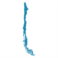 Abstract - High Detailed blue Map of Chile isolated on white background. for your web site design map logo, app, Travel. Vector illustration eps10.