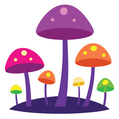 Set of glowing mushroom vector illustration