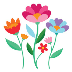 Spring flowers colorful watercolor painting vector illustration
