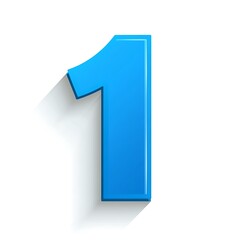 One digit from blue  alphabet set, isolated on white.