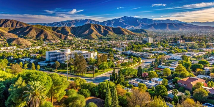 Scenic View of Burbank California with Lush Greenery and Clear Blue Sky on a Sunny Day