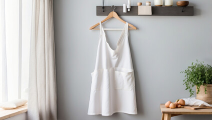 Clean and Simple White Apron with a Single Pocket