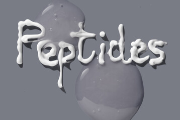 Cosmetic ingredient lettering peptides isolated on gray