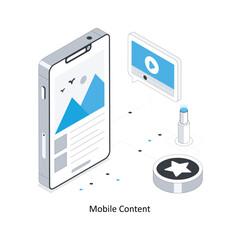 Mobile Content isometric stock illustration. EPS File stock illustration