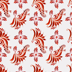 Folk style. Watercolor seamless pattern on a light background. Textile, fabrics, wallpaper, wrapping paper, textures.