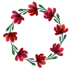 Floral watercolor frame with flowers on a light background. Greeting cards, postcards, invitations