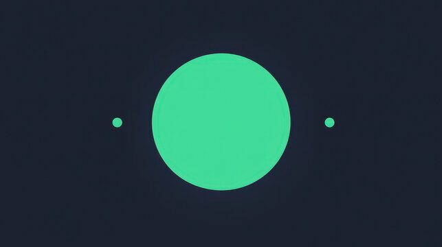 Minimalist green circle with dots on dark background