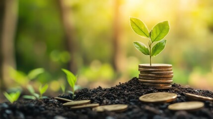 Eco-friendly investment strategies illustrated as both profitable and beneficial for the environment, driving positive change through responsible finance, illustrations