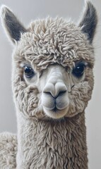 Fototapeta premium Close up portrait of a white alpaca.