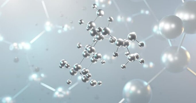 Sucrose rotating 3d molecule, molecular structure of disaccharide, seamless video