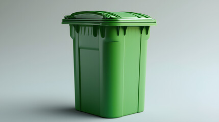 Eco-friendly green plastic trash and recycling collection container with recycling icon