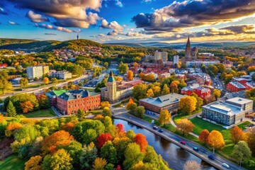 Obraz premium Scenic View of Sherbrooke, Quebec, Canada with Beautiful Landscape and Vibrant City Life