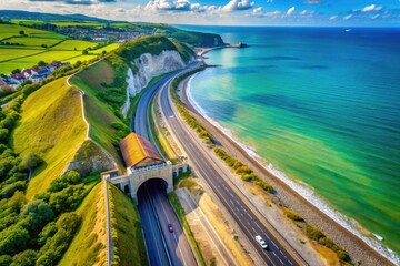 Scenic view of the Chunnel tunnel under the English Channel showcasing modern engineering marvels