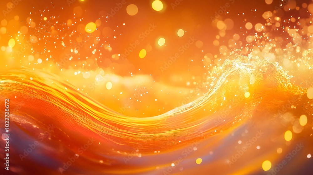 Poster the image features an orange-yellow background with a blurred light emanating from the top of the or