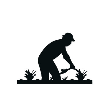 recommend clip art: A silhouette of a farmer or gardener working in a field or garden