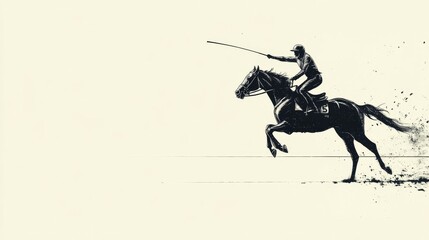 Obraz premium Minimalist Background of Geelong Cup Race: Sporty Design with Heart-Racing Speed on a Melbourne Beach at Sunrise 