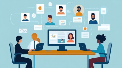 Illustration of companies creating remote work policies that promote flexibility, accountability, and work-life balance, illustrations