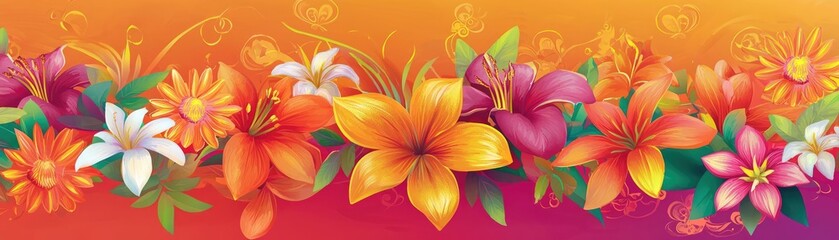 Fototapeta premium A vibrant bouquet of flowers in various colors, perfect for enhancing nature-themed designs or seasonal decorations.